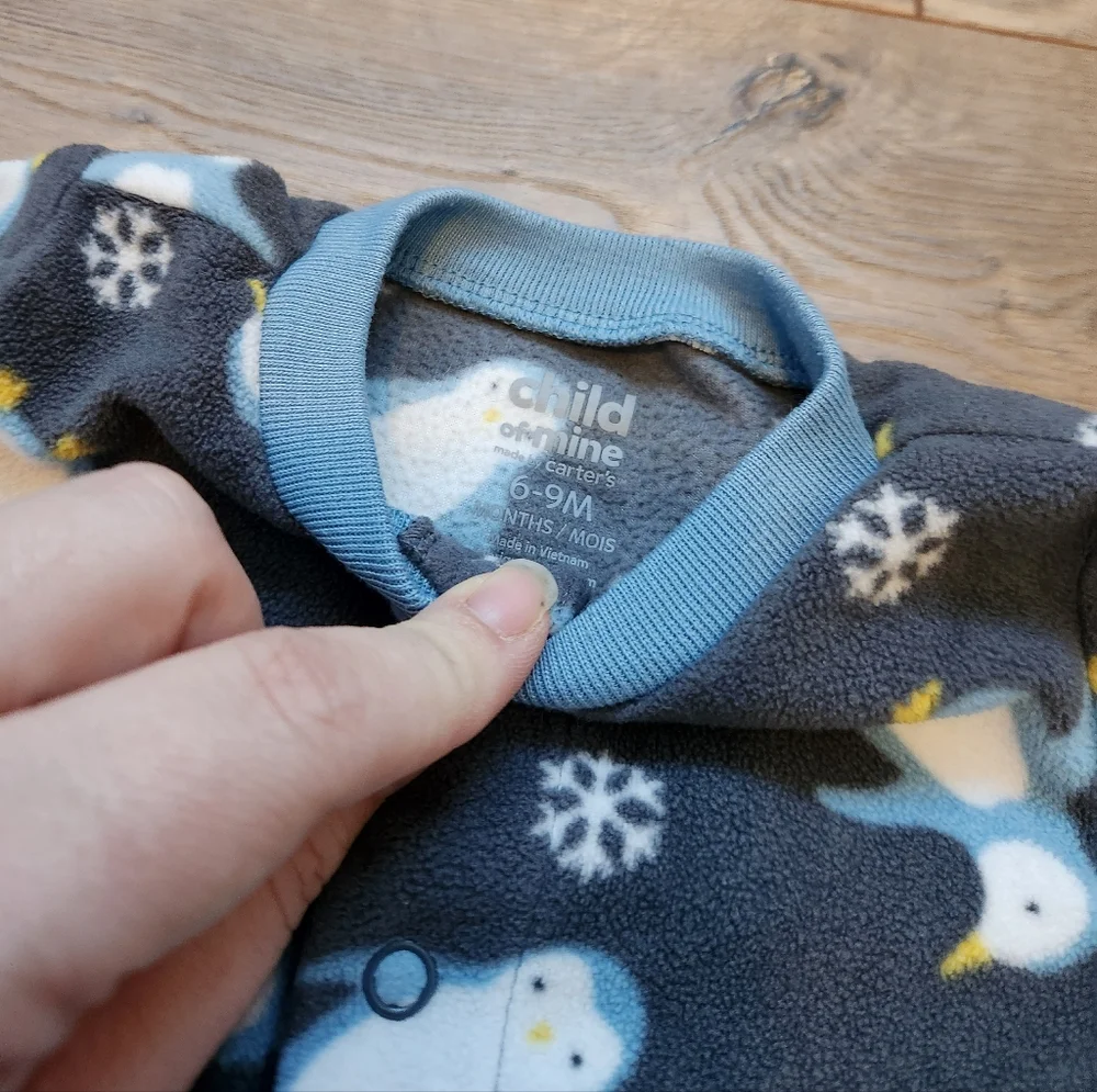 6-9 Fleece Penguin Footie Pajamas